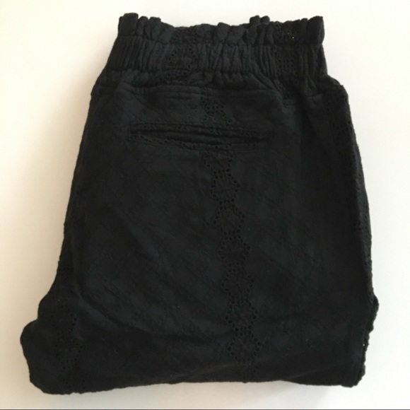 black eyelet joggers with stretchy smocked waist - Picture 1 of 8